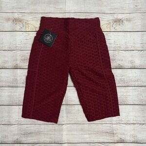 NEW Burgundy‎ Biker Shorts S/M | High-Waisted, Pockets, Activewear Gym Yoga